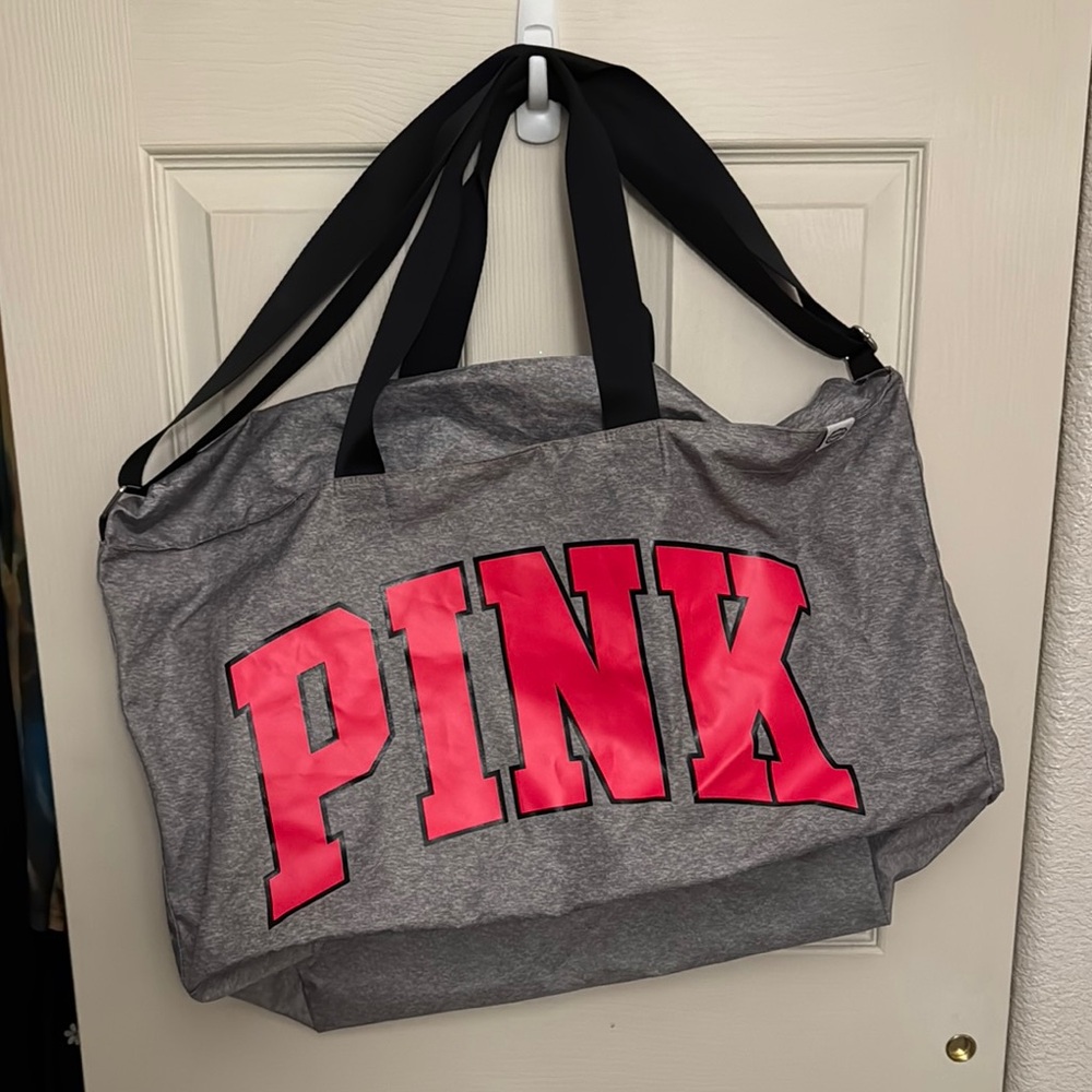 PINK Victoria's Secret Gray and Black Travel Bag